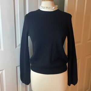 Joie Black Sweater Size Small w/ Attached Ruffle Neckline in GUC